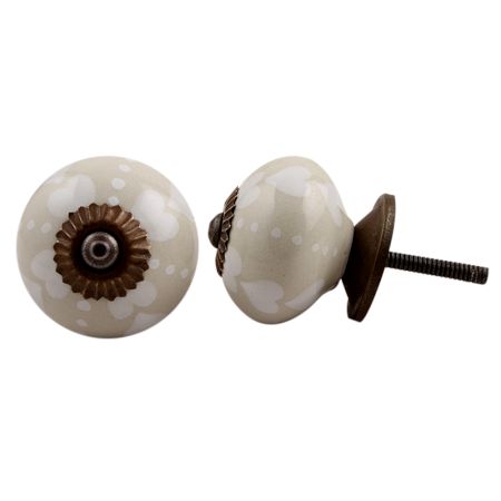 Cream White Heart Knob